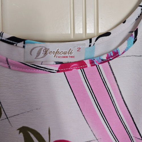 Derpouli white women's blouse like new, colorful design, size XXL