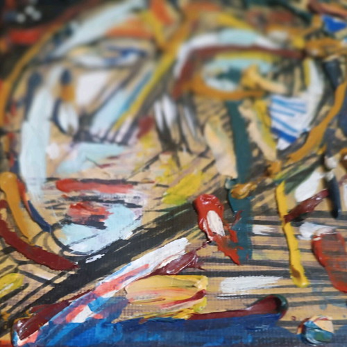 Titlos Ergou Oneiroparmenos custom order, oil on canvas 20x20 cm