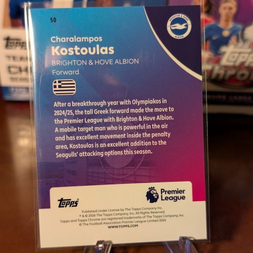 2025-26 Topps Chrome Premier League Charalampos Kostoulas Future Stars card like new
