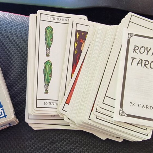 Royal Tarot Greek Edition cards used, made in Taiwan