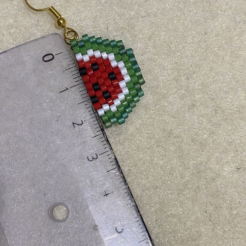 Watermelon Earrings handmade with Miyuki Delica 10/0 beads, new