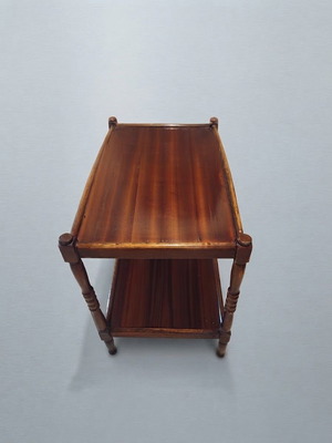 Vintage wooden two-level table with turned spindle legs