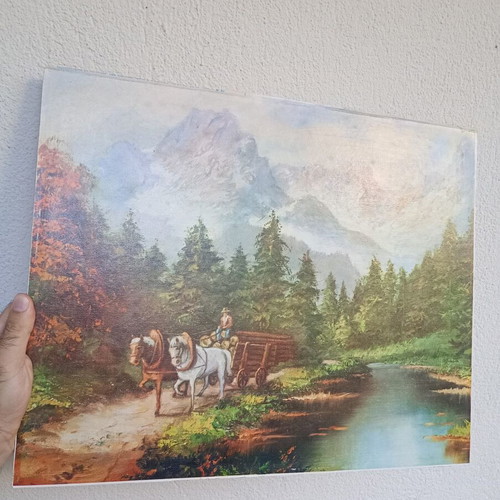 To Taxidi Me To Karo painting used by Papamakarios 39x49 cm