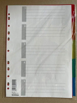 Danau A4 Dividers Set of 5 New