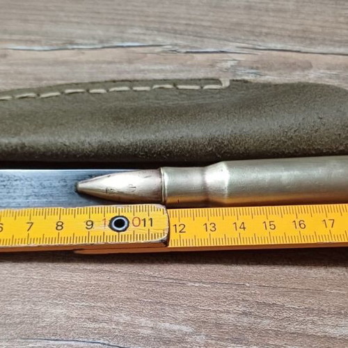 Handmade knife like new with leather sheath and spring blade