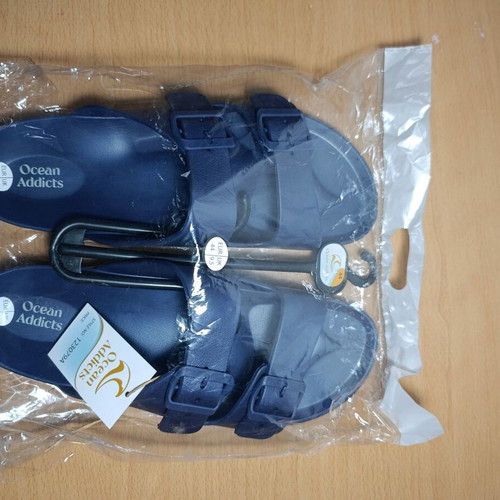 Ocean Addicts men's double buckle slippers, blue, size 44