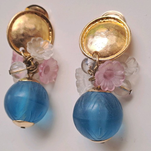 Clip earrings like new with blue bead