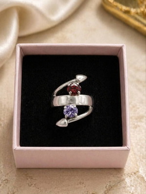 Vintage silver ring with double stone like new