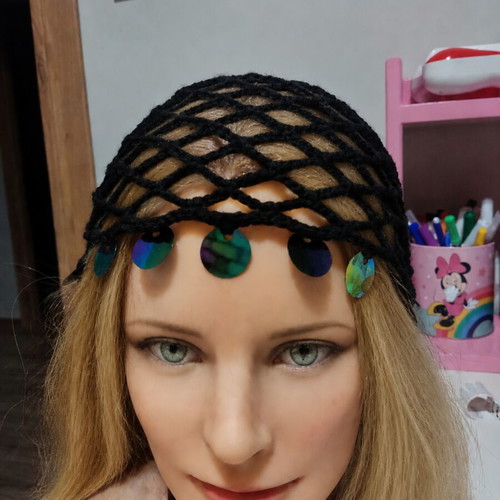Handmade black bandana hat accessory new