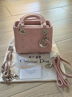 Mini Lady Dior ροζ δερμάτινη τσάντα χειρός σαν καινούργιο, 2018