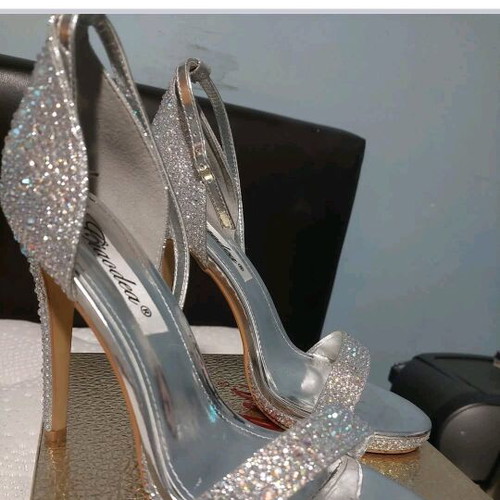 Silver high heel shoes size 38 like new summer