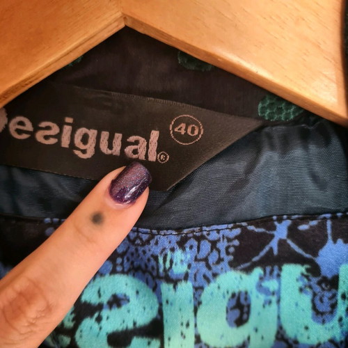 Desigual coat blue / black patchwork like new