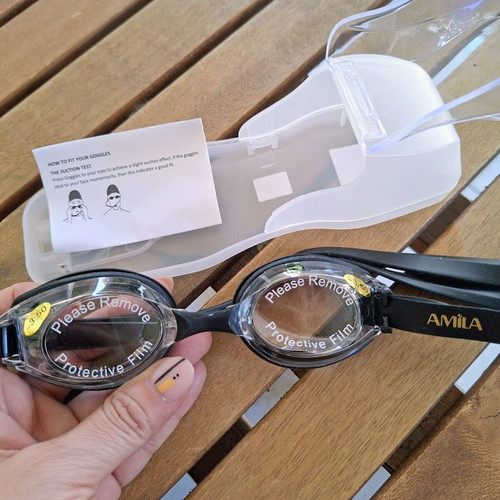 Amila swimming goggles with +3.50 corrective lenses, new