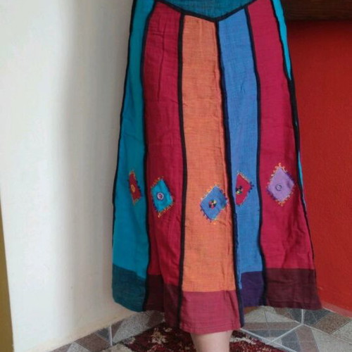 Boho skirt new, cotton with mirrors, multicolor