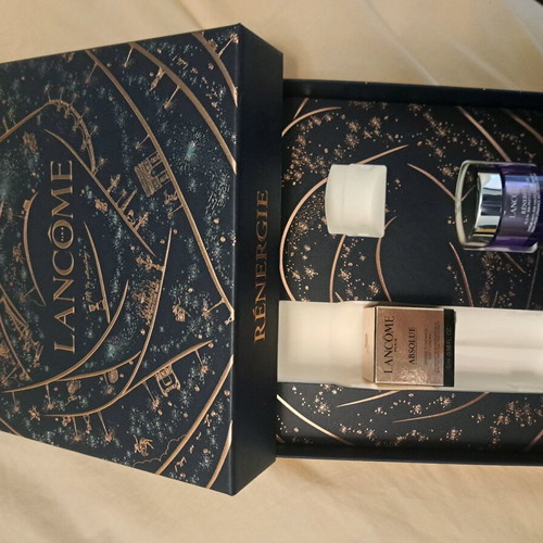 Lancome set with festive box, pouch and 2 creams