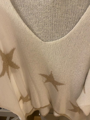 Knit sweater with gold stars like new, beige, one size
