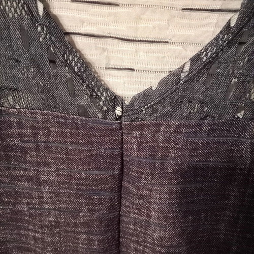 Be You sleeveless top with V-neck lace, like new, blue and gray, M-L