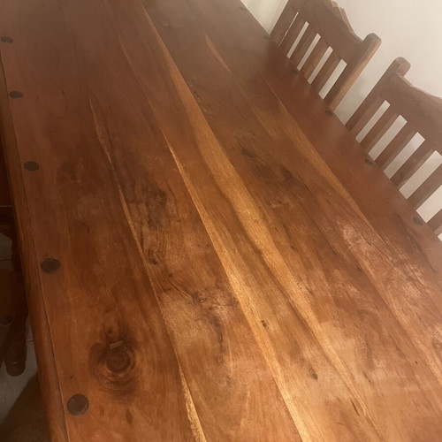 Solid wood dining table with 6 chairs set