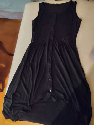 Summer mako blouse dress with strap and lace like new, black