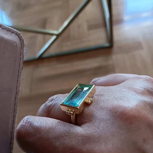 Dreamy ring in gold-plated silver with aqua marine new