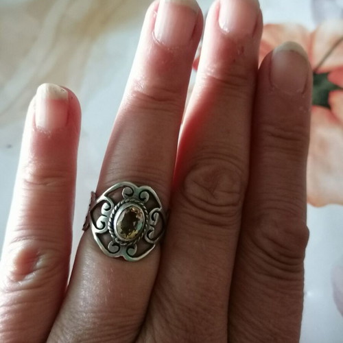 Silver 925 ring vintage style with citrine stone new no 57 (US 8)