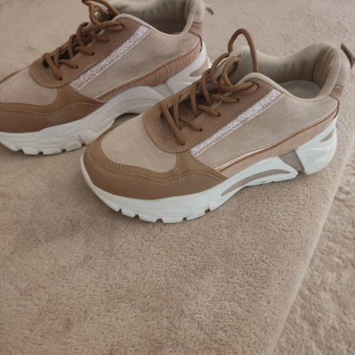 Sneakers brown taupe like new with glitter detail size 37