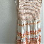  Zara maxi φόρεμα βαμβακερό κέντημα κέντημα σφηκοφωλιά, λευκό πορτοκαλι