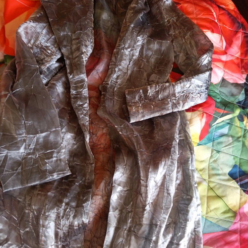 Long jacket size L like new, gray silver organza