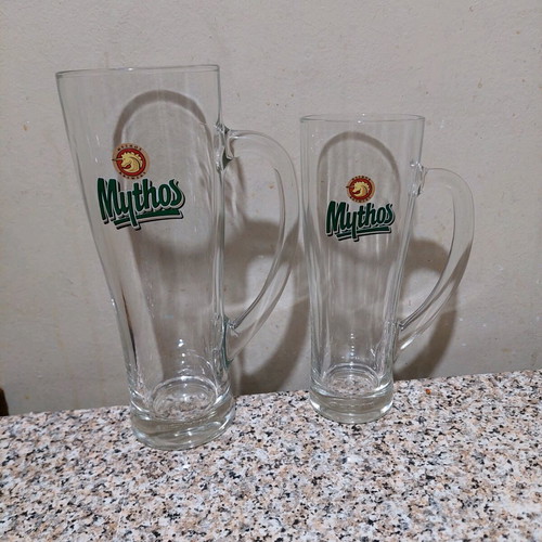 Mythos beer glass set like new, 2 pieces 300 and 500ml