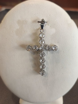 White gold K18 cross with 2.1 ct diamonds new