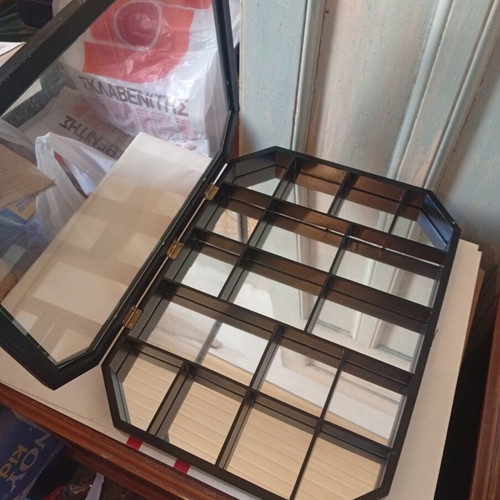 Display cabinet with mirror new, decorative wall showcase for collectibles