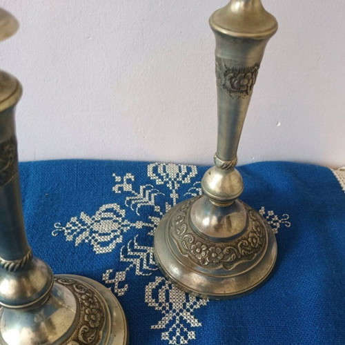 Antique candlesticks used, set of 2, 30 cm height