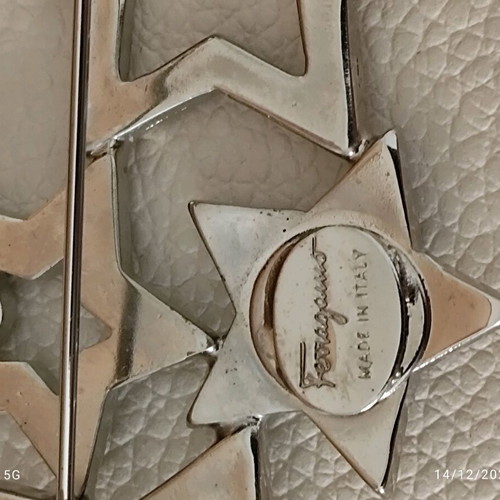 Salvatore Ferragamo brooch with swarovski crystals like new