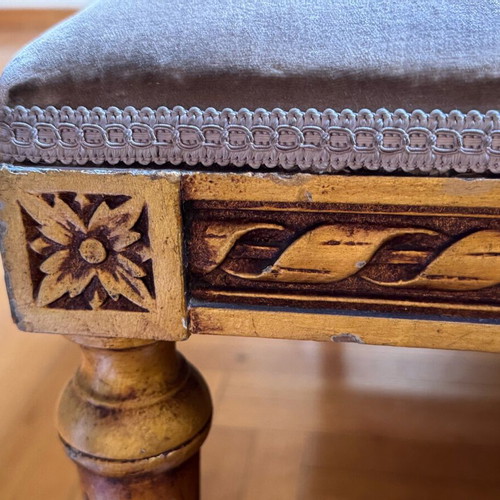 Vintage Louis XVI bench used with golden patina 100x45 cm