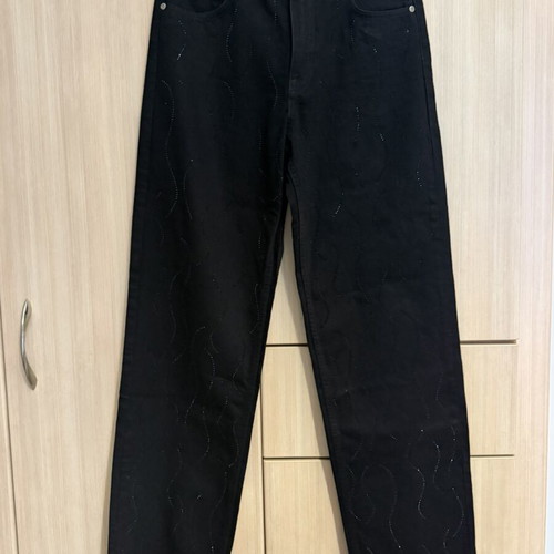 Zara black denim pants size 40 like new with sparkly details
