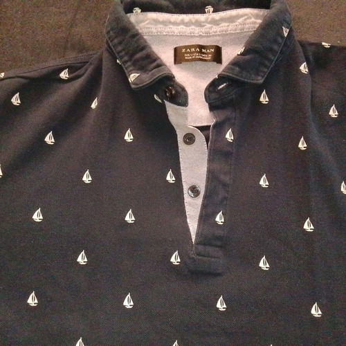Zara men's short-sleeve shirt small, like new, dark blue