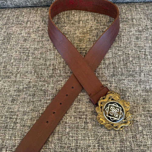 Lucky Brand leather belt Dragon used, 100 cm, brown