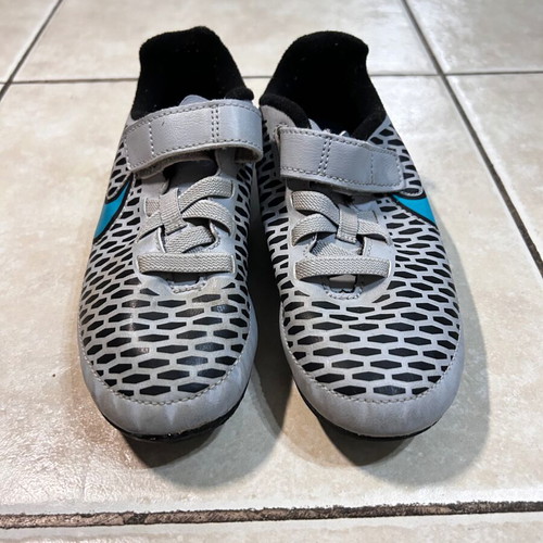 Nike football sports shoes used, size 31.5, gray and blue