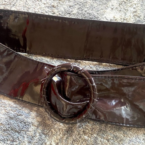Brown Wide Belt with Round Buckle like new, vintage style