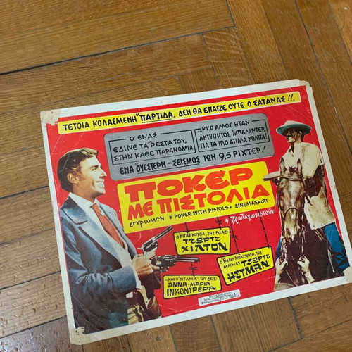 Cinema poster used from western film, authentic cardboard 30x40