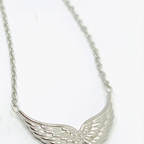 Angel Wings Necklace Stainless Steel New Silver Hypoallergenic