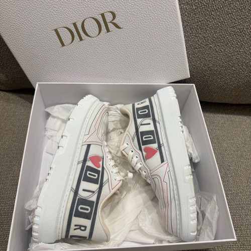Dior women's sneakers used, size 37, white with red heart detail