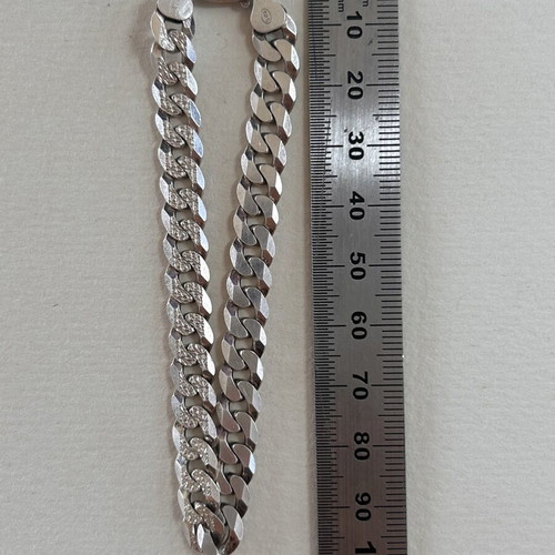 925 Sterling Silver Curb Chain Bracelet, 15.48g