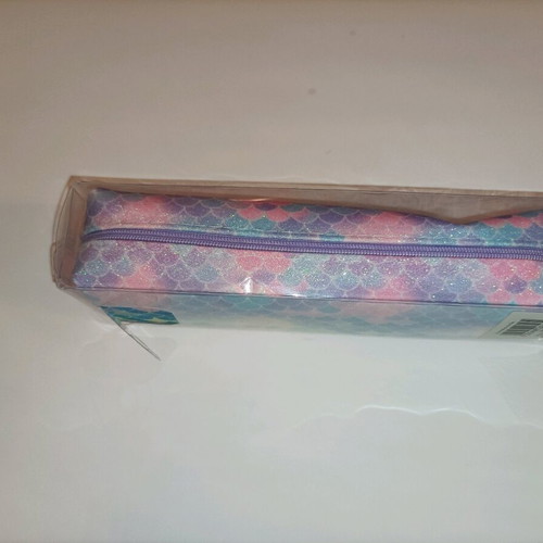 Pencil case new with zipper and glitter mermaid design