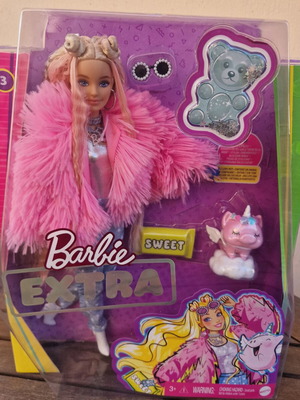 Mattel Barbie GRN28 Extra Fluffy Pink Jacket with Unicorn Big new
