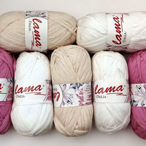 LAMA DALIA cotton knitting yarn set of 7 like new