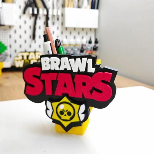 Brawl Stars pencil holder new, 3D printed with vibrant logo