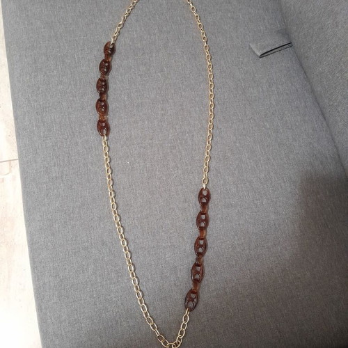 Necklace very long like new, brown and gold