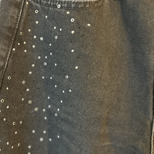 Jeans with rhinestones wide leg Trendyol new, high waist, black