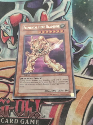 Elemental HERO Bladedge Yu-Gi-Oh card used, damaged condition